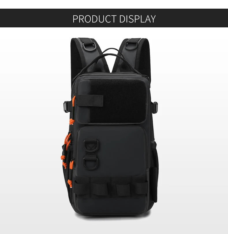 Fishing lure backpack with rod holders and molle system, nylon - product image