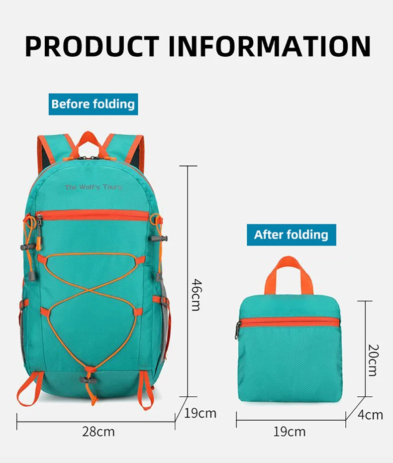 Foldable climbing backpack large capacity lightweight multipocket outdoor nylon - product image
