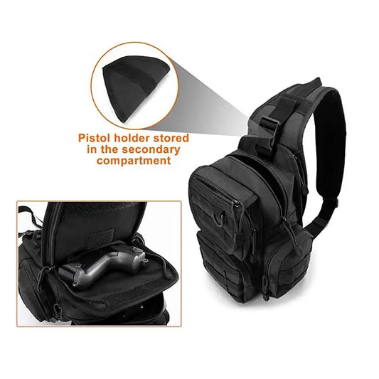Gun holster tactical nylon backpack chest sling molle pouch hunting outdoor bag - product image