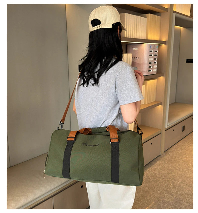 Gym duffel bag with wet dry separation yoga mat holder removable strap oxford - product image
