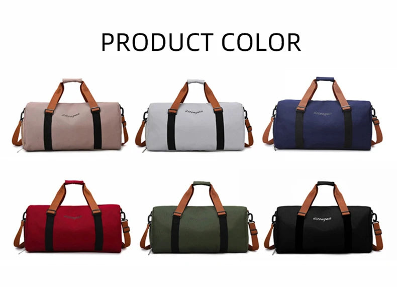 Gym duffel bag with wet dry separation yoga mat holder removable strap oxford - product image