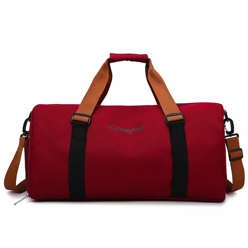 Gym duffel bag with wet dry separation yoga mat holder removable strap oxford - product image