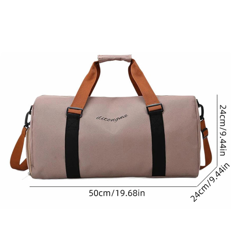 Gym duffel bag with wet dry separation yoga mat holder removable strap oxford - product image