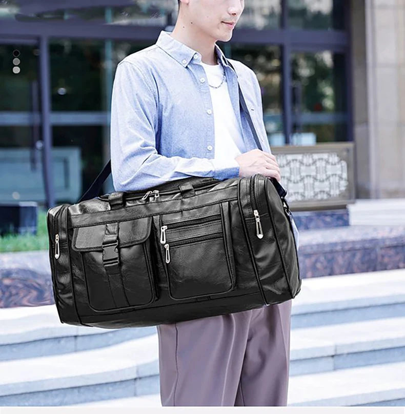 Gym fitness duffel pu travel handheld outdoor hiking large capacity messenger bag - product image
