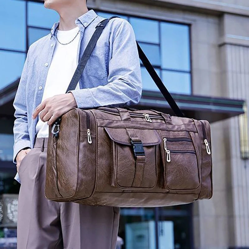 Gym fitness duffel pu travel handheld outdoor hiking large capacity messenger bag - product image