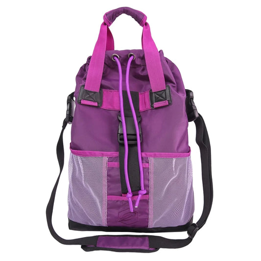 Large capacity nylon drawstring gym sports bag with multiple compartments - product image