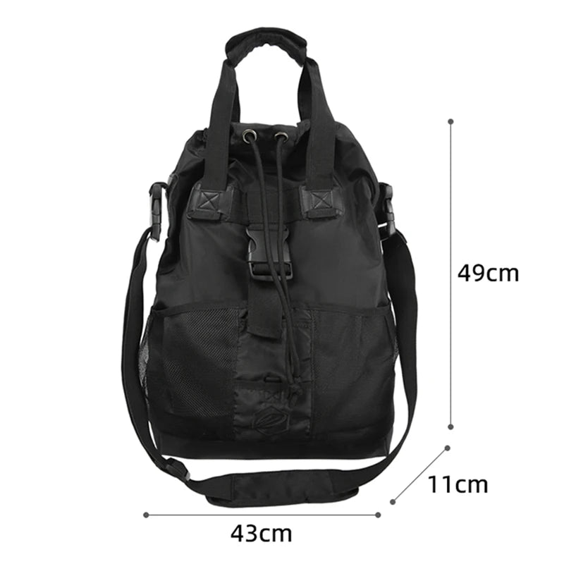 Large capacity nylon drawstring gym sports bag with multiple compartments - product image