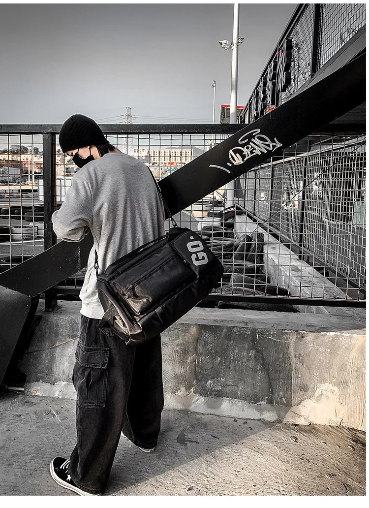 Large capacity nylon fitness duffel with dry wet shoes pocket and multi carry - product image