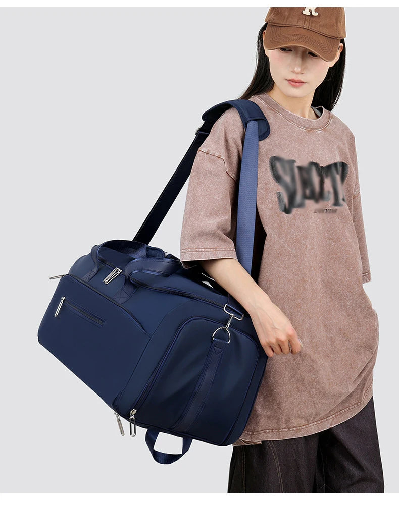 Large capacity nylon fitness sports bag with independent shoe compartment - product image