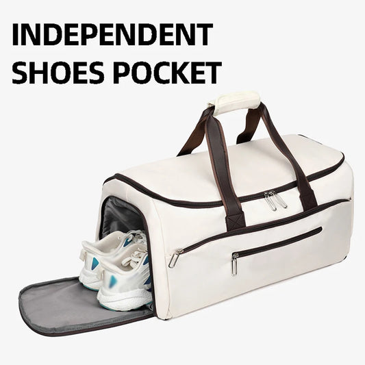 Large capacity nylon fitness sports bag with independent shoe compartment - product image