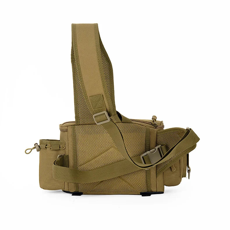 Large capacity tactical fishing climbing bag with rod holder molle nylon - product image