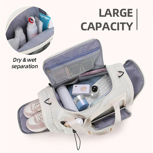 Large capacity travel duffel bag with dry wet separation and shoe pocket oxford - product image