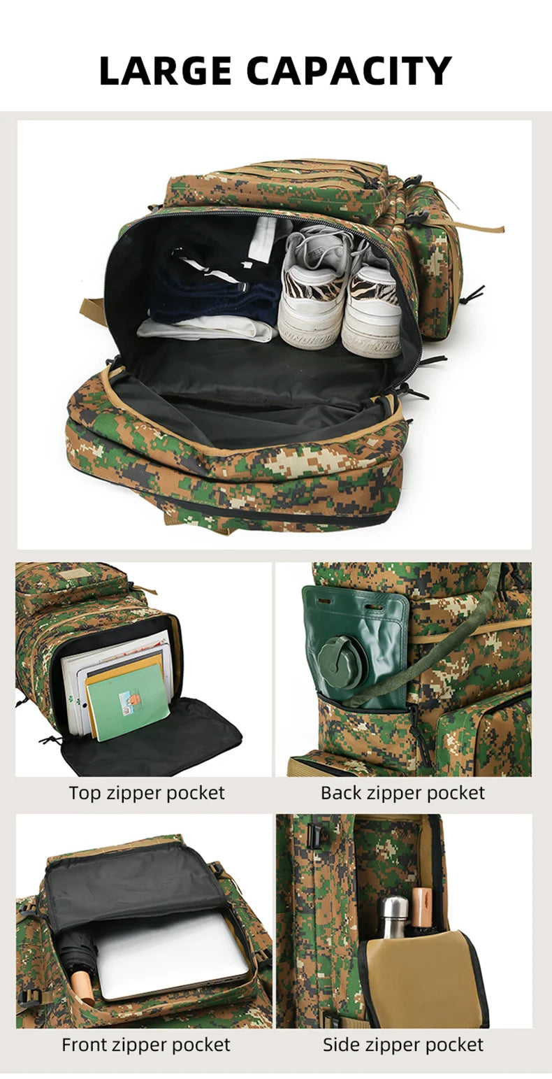 Large climbing nylon bag durable waterproof molle system multi-pocket rucksack - product image