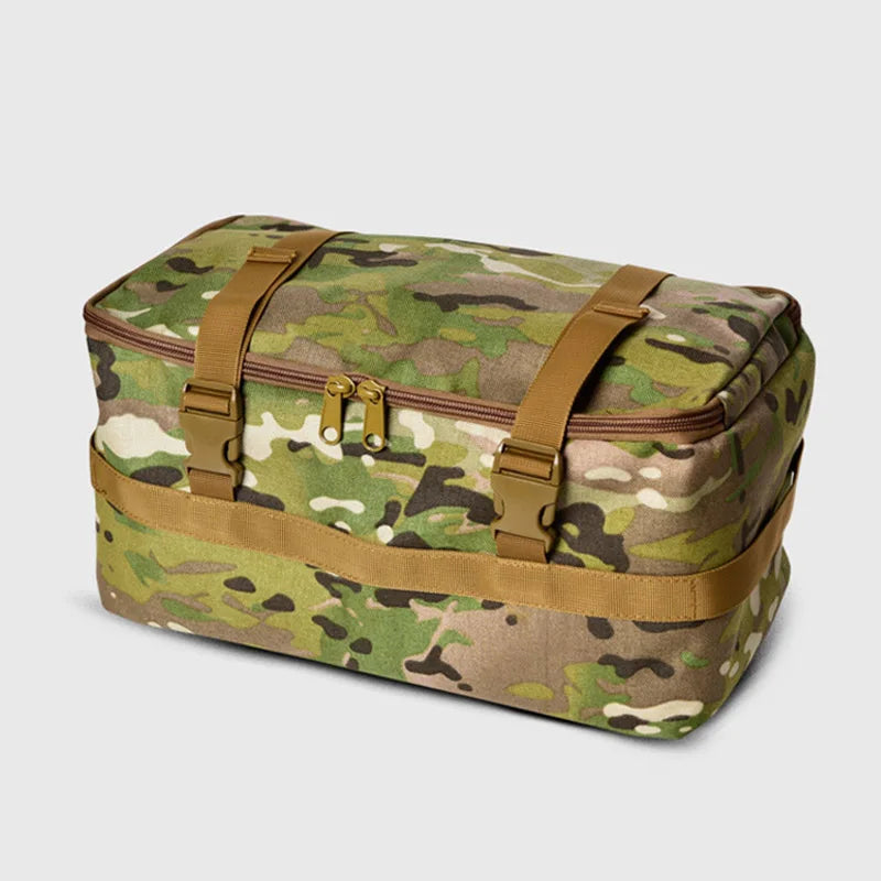 Large nylon camping storage organizer bag with multiple compartments - product image