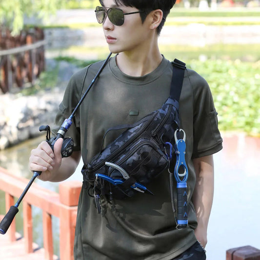Lightweight tactical fishing chest bag with layered design crossbody nylon - product image