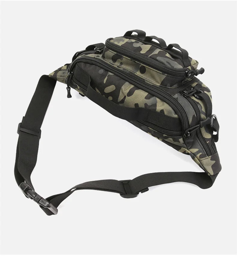 Lightweight tactical fishing chest bag with layered design crossbody nylon - product image