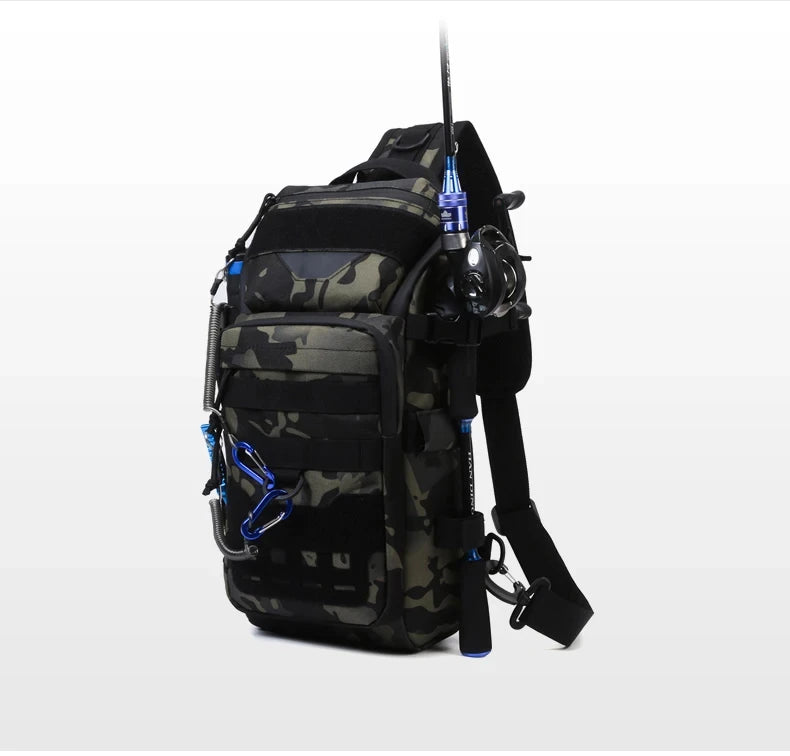 Men's fishing nylon chest bag tactical molle multi-pocket detachable strap - product image