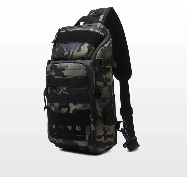 Men's fishing nylon chest bag tactical molle multi-pocket detachable strap - product image