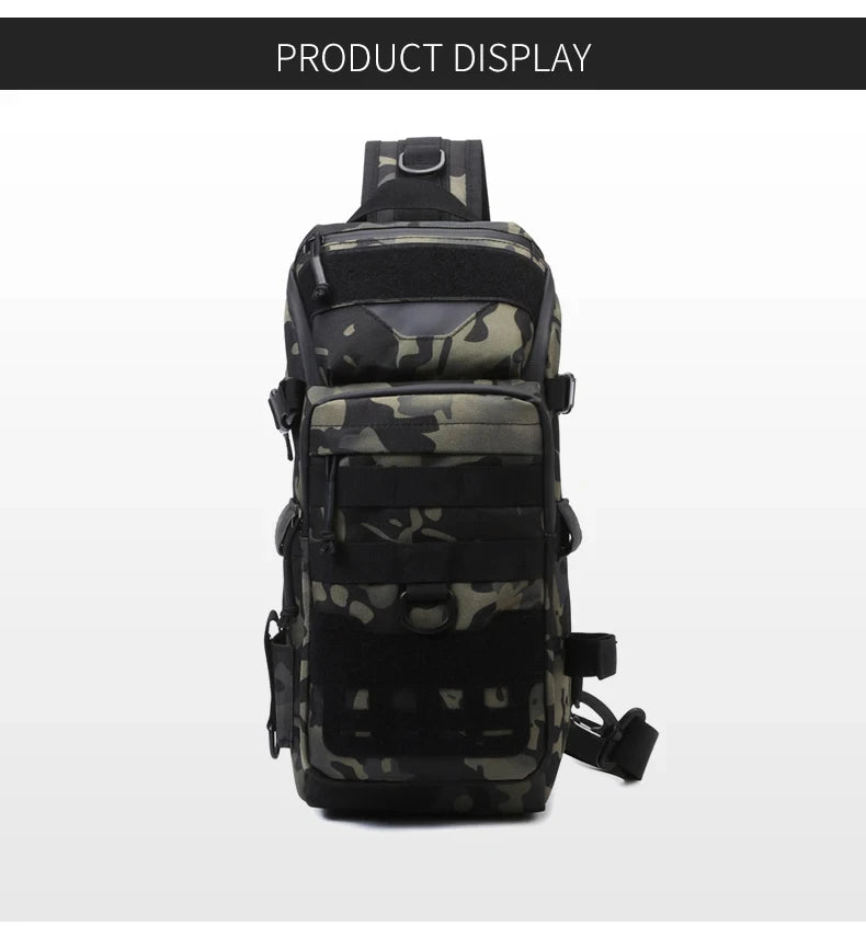 Men's fishing nylon chest bag tactical molle multi-pocket detachable strap - product image