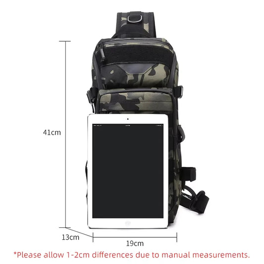 Men's fishing nylon chest bag tactical molle multi-pocket detachable strap - product image