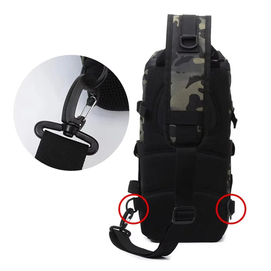 Men's fishing nylon chest bag tactical molle multi-pocket detachable strap - product image