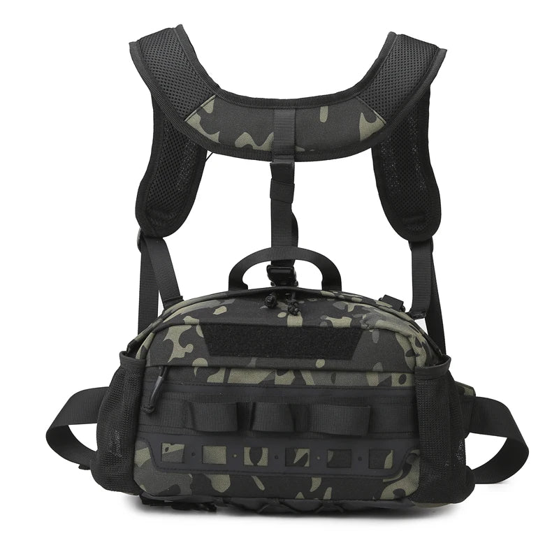 Men's hiking vest backpack oxford multi-pocket molle system detachable straps - product image