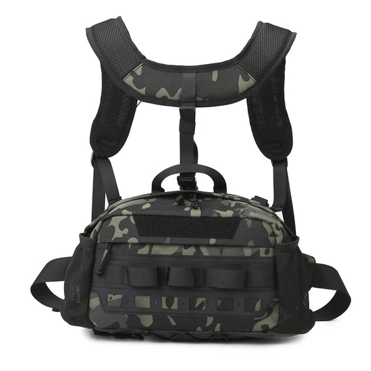 Men's hiking vest backpack oxford multi-pocket molle system detachable straps - product image