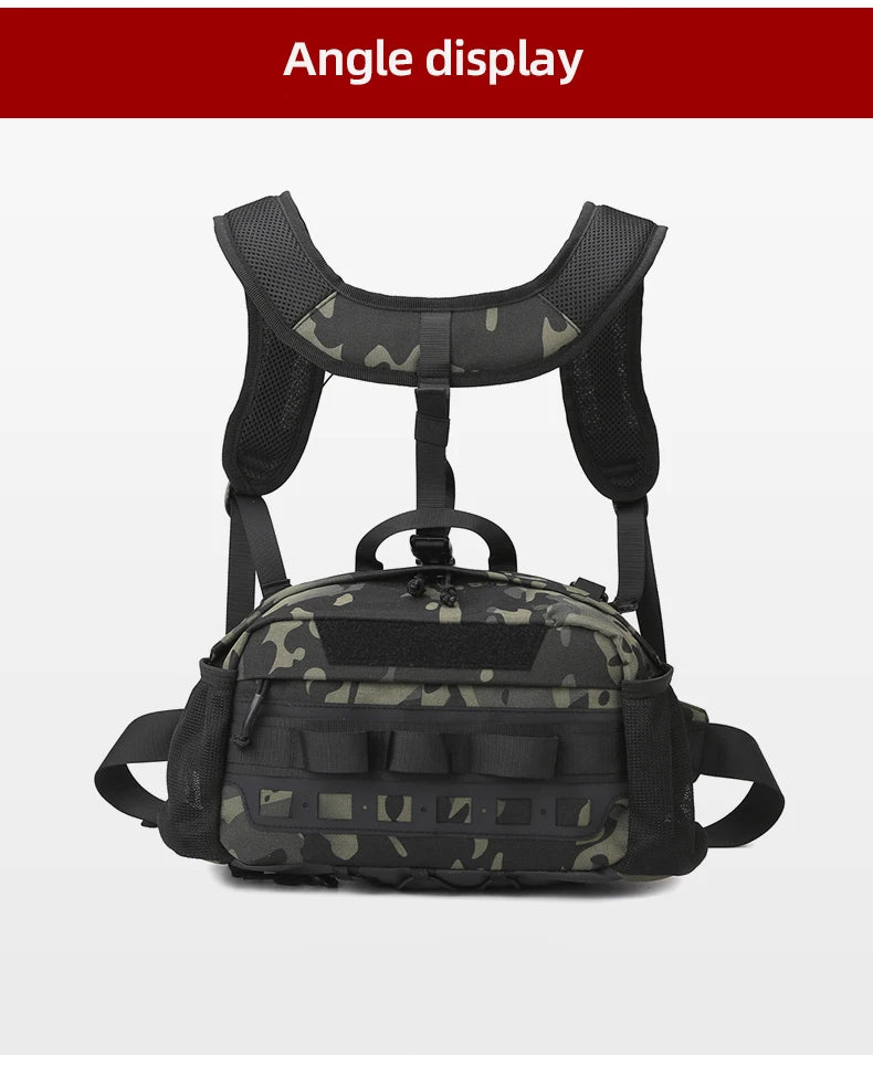 Men's hiking vest backpack oxford multi-pocket molle system detachable straps - product image