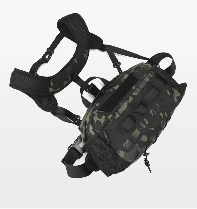 Men's hiking vest backpack oxford multi-pocket molle system detachable straps - product image