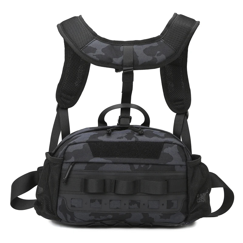 Men's hiking vest backpack oxford multi-pocket molle system detachable straps - product image