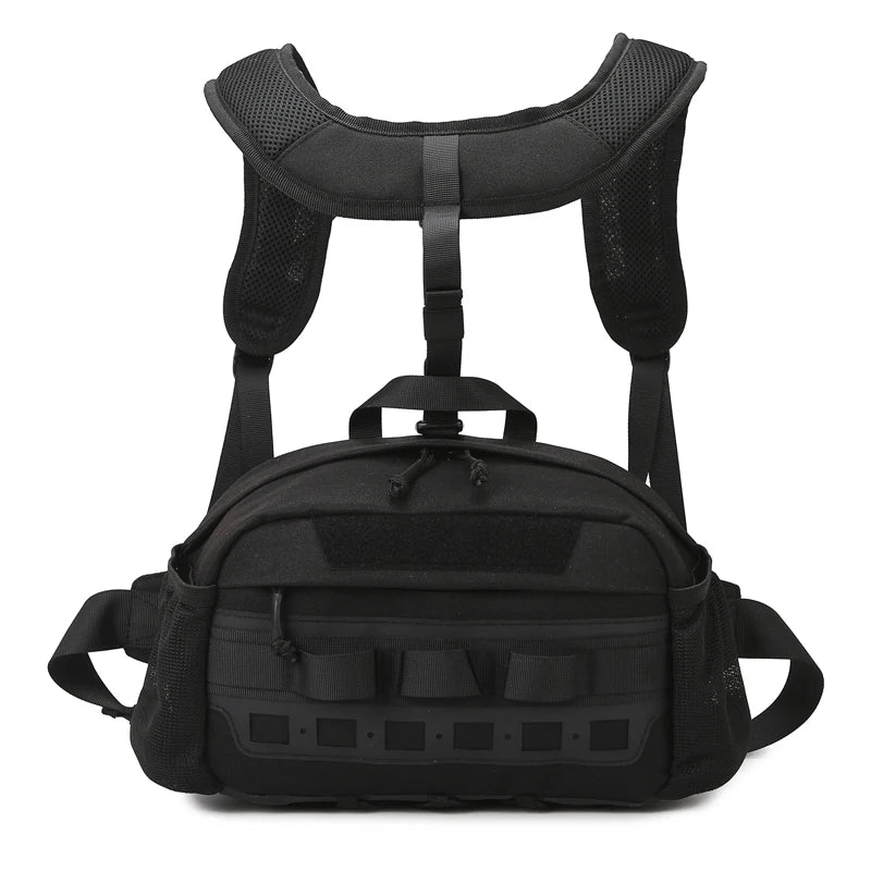Men's hiking vest backpack oxford multi-pocket molle system detachable straps - product image