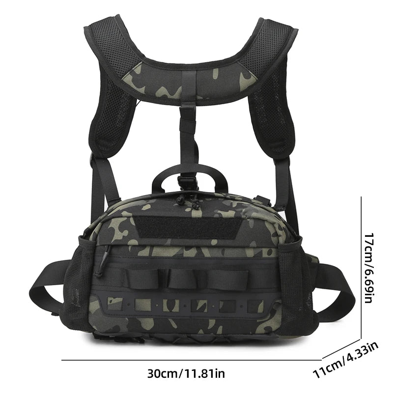 Men's hiking vest backpack oxford multi-pocket molle system detachable straps - product image