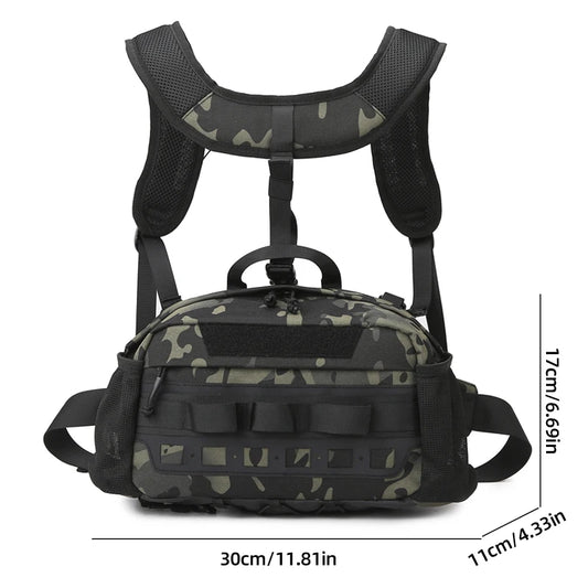Men's hiking vest backpack oxford multi-pocket molle system detachable straps - product image