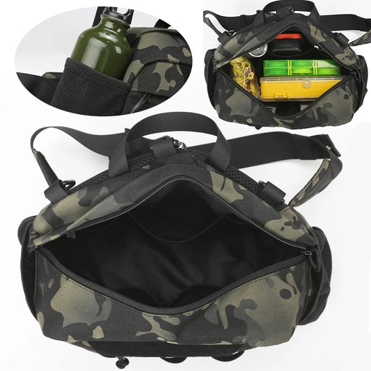 Men's hiking vest backpack oxford multi-pocket molle system detachable straps - product image