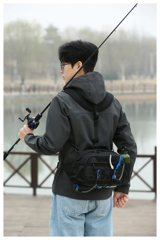 Men's hiking vest backpack oxford multi-pocket molle system detachable straps - product image