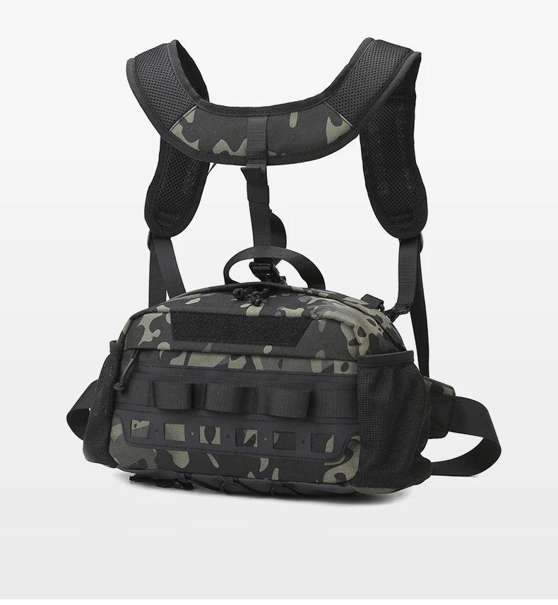 Men's hiking vest backpack oxford multi-pocket molle system detachable straps - product image