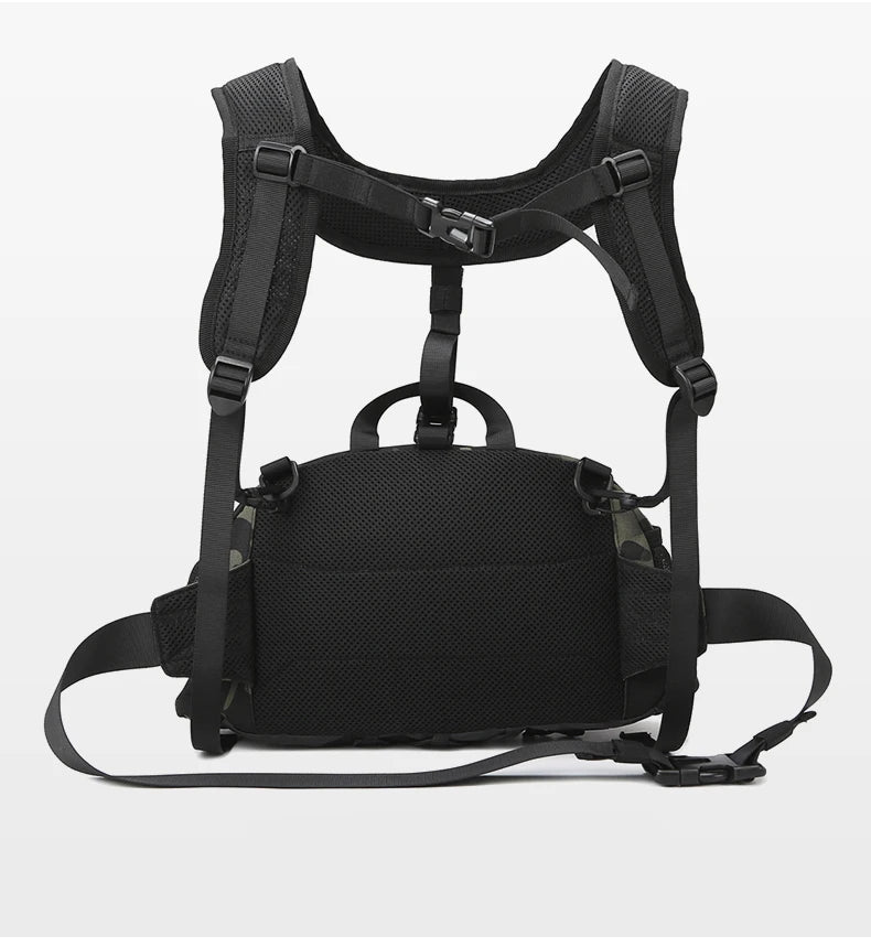 Men's hiking vest backpack oxford multi-pocket molle system detachable straps - product image