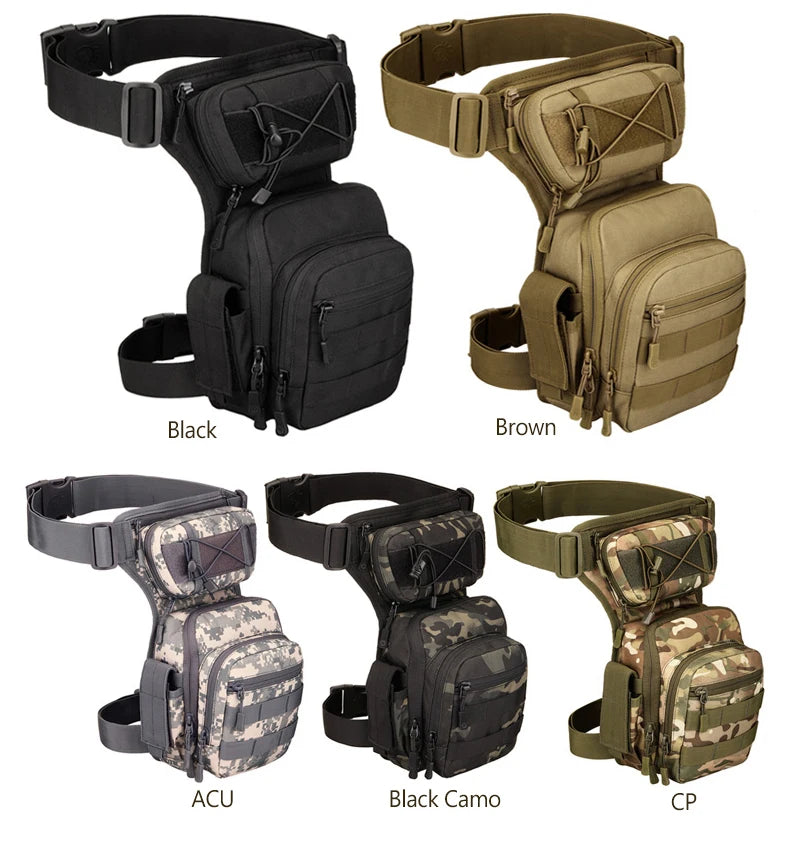 Men's nylon adjustable leg bag utility waist hip motorcycle outdoor pouch - product image