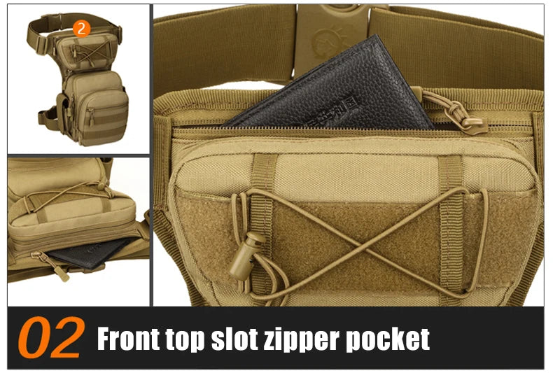 Men's nylon adjustable leg bag utility waist hip motorcycle outdoor pouch - product image