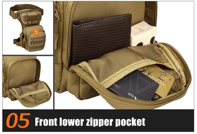 Men's nylon adjustable leg bag utility waist hip motorcycle outdoor pouch - product image