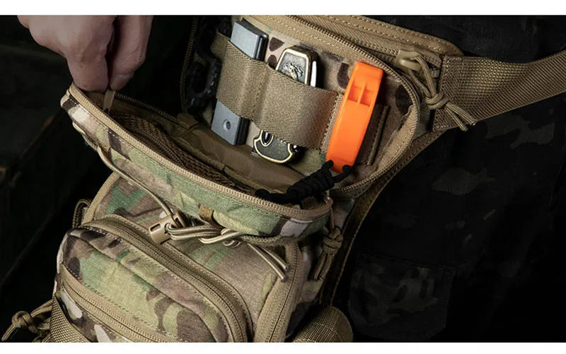 Men's nylon adjustable leg bag utility waist hip motorcycle outdoor pouch - product image