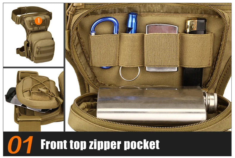 Men's nylon adjustable leg bag utility waist hip motorcycle outdoor pouch - product image