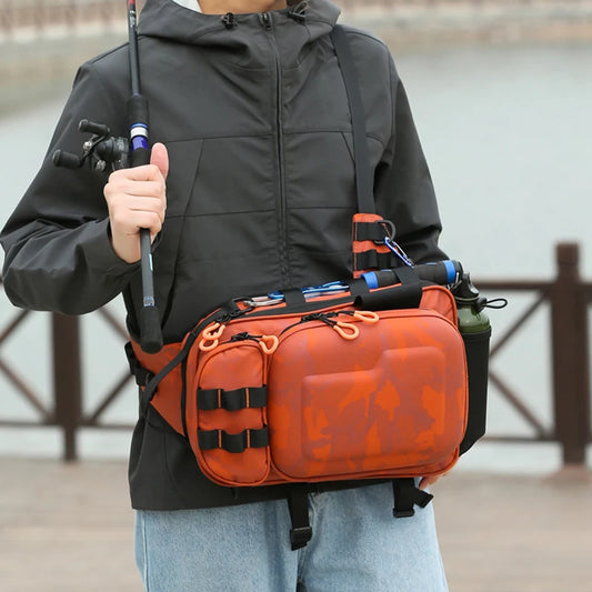 Men's oxford tactical backpack molle system fishing rod holders multi-pocket - product image