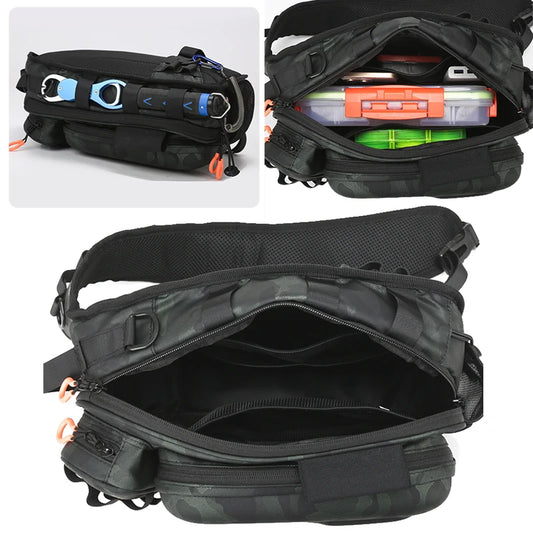 Men's oxford tactical backpack molle system fishing rod holders multi-pocket - product image