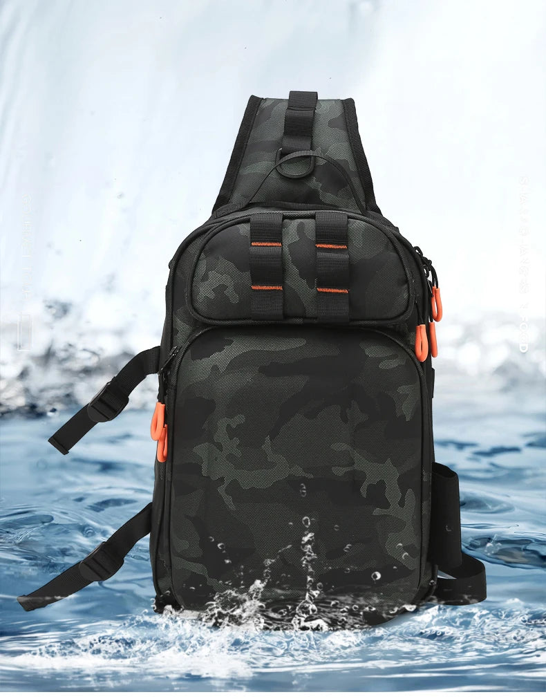 Men's oxford tactical backpack molle system fishing rod holders multi-pocket - product image