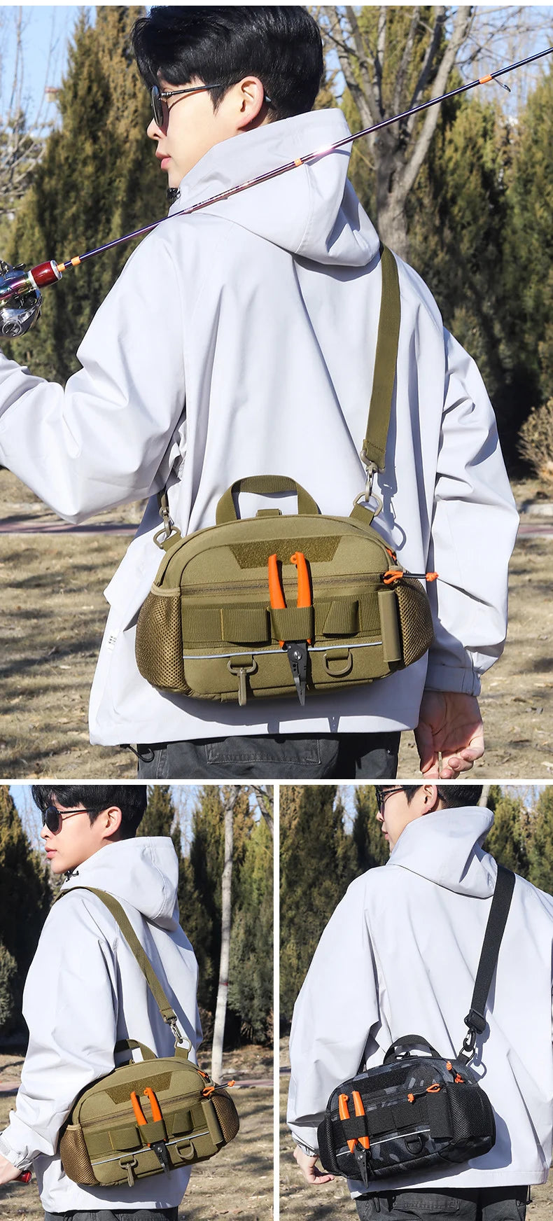 Men's oxford tactical hiking vest backpack detachable straps molle system - product image