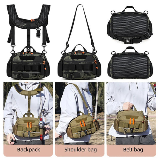 Men's oxford tactical hiking vest backpack detachable straps molle system - product image