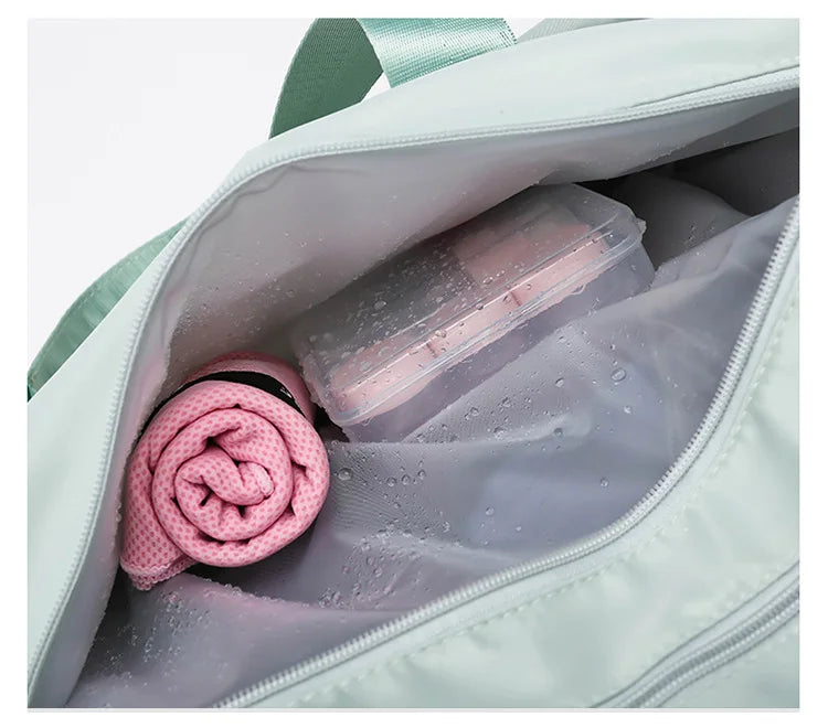 Multifunctional sports gym bag with wet dry separation nylon shoulder tote - product image