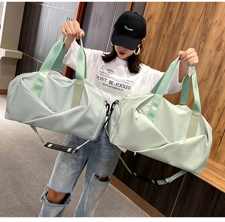 Multifunctional sports gym bag with wet dry separation nylon shoulder tote - product image