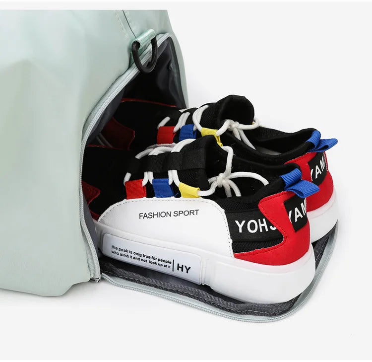 Multifunctional sports gym bag with wet dry separation nylon shoulder tote - product image